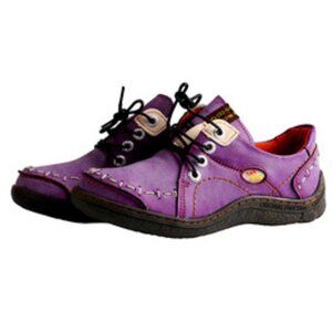 🆕 NIB 💜 TMA EYES Hand Stitching Leather Women's Sneaker